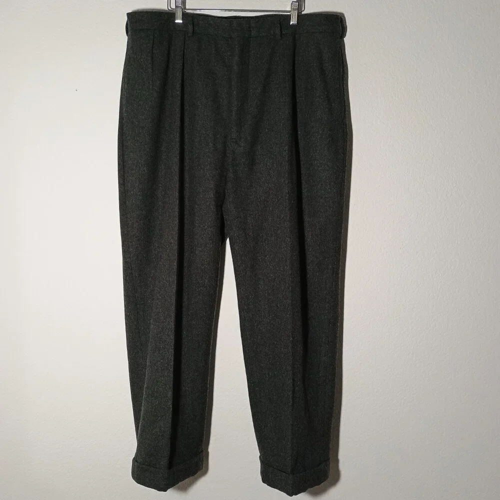 NWOT POLO RALPH LAUREN 40 X 30 100% Heavy Wool Flannel Tweed Trousers Pants Luxu - Picture 3 of 8